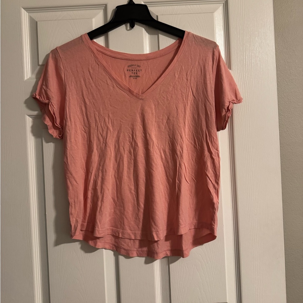 AERO SIZE XL Seriously Soft Perfect Tee V Neck In Peach Color